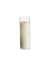 Clear Glass Ivory Pillar Candle (multiple sizes)