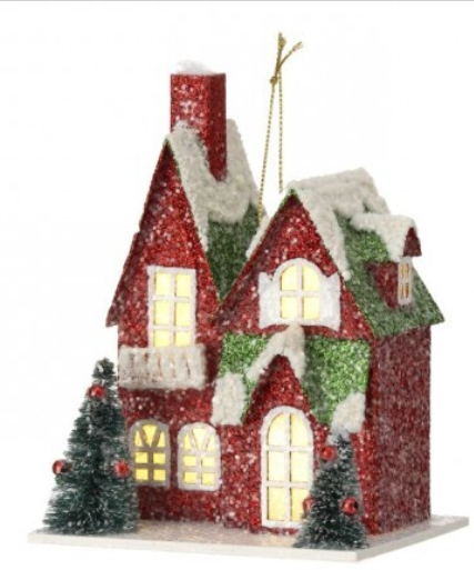 LED/BTY/TMR VILLAGE HOUSE ORNAMENT