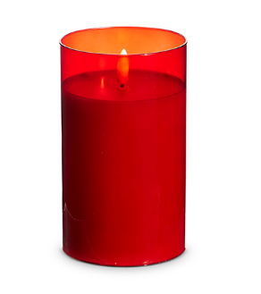 Red Glass Ivory Pillar Candle (multiple sizes)