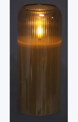 Glass Amber LED Candle w/Timer