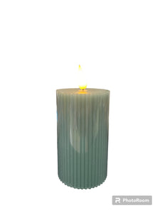 Green Ribbed LED Votive