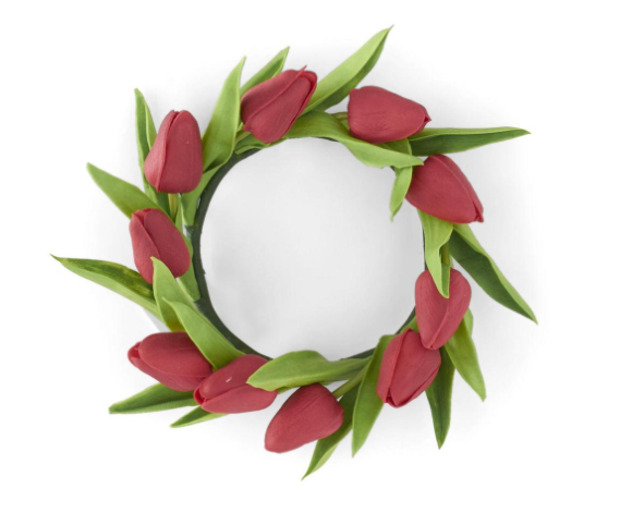 RED REAL TOUCH MINI TULIP CANDLE RING