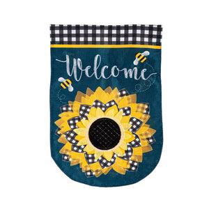 Sunflower with Checks Garden Burlap Flag