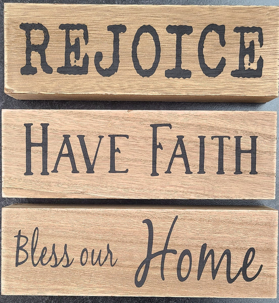 Wood Block Tabletop Signs (Multiple Styles)