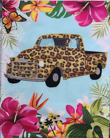 Animal Print Truck Garden Linen Flag