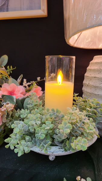 Cream LED Glass Pillar Candles