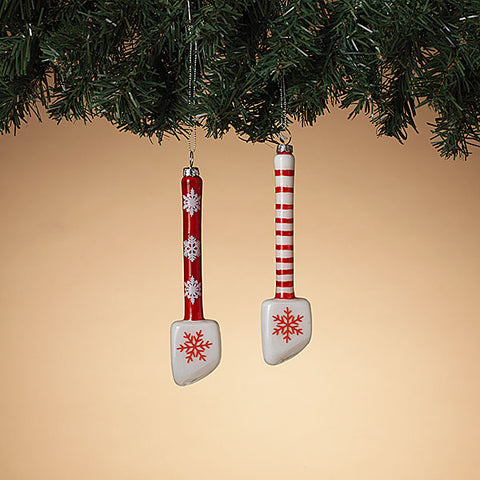 Red & White Glass Spatula Ornament (3 styles)