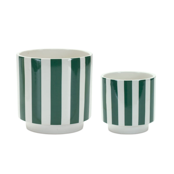 Green and Cream Pot (Two Sizes)