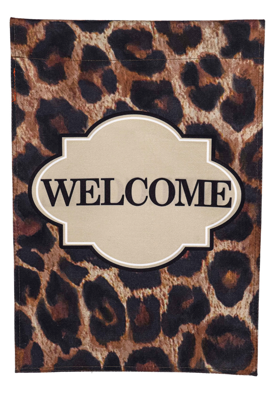 Animal Print Welcome Garden Burlap Flag