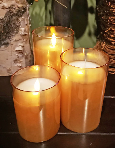 Amber LED Glass Candles