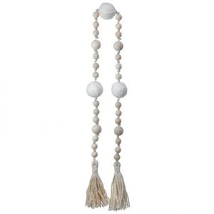 Wood Bead and Pom Pom Tassel Garland