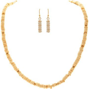 Gold Natural Disc Beads Necklace Set