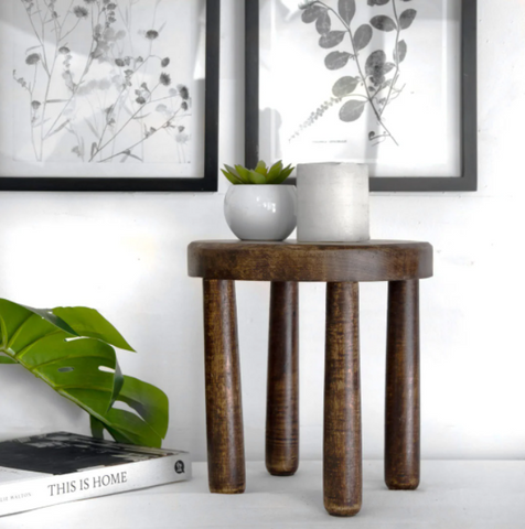 Dark Stained Wooden Stool