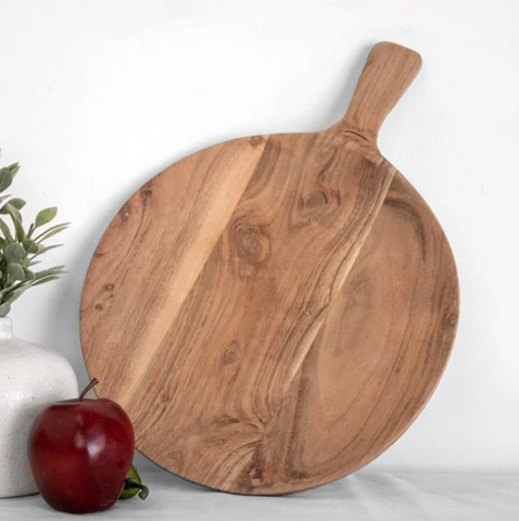 Natural Wooden Round Serving Tray (Two Sizes)