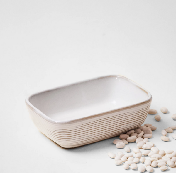 White Glazed Stripe Dish Collection