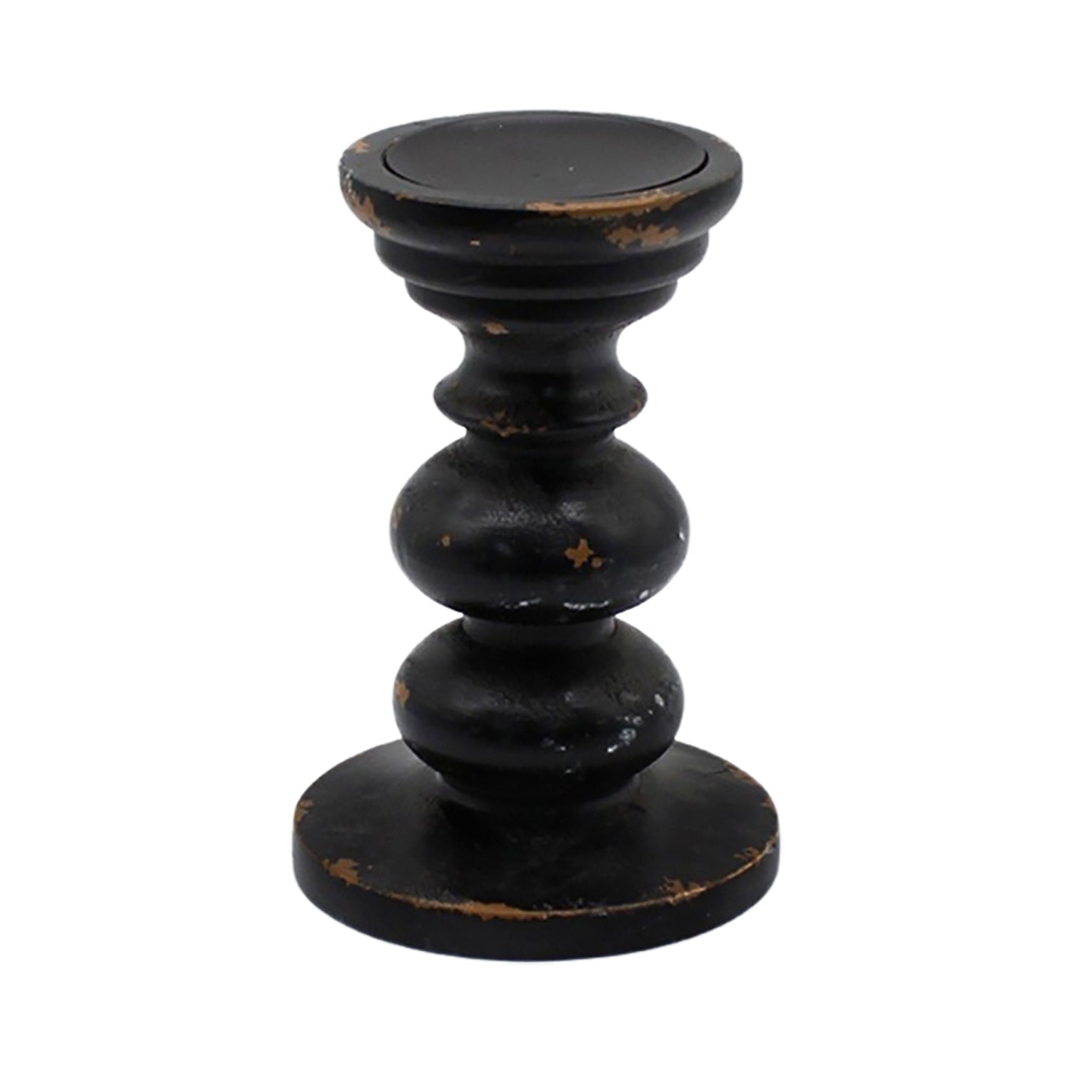 Black Wood Tall Pillar Holder