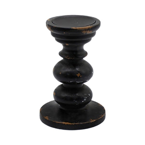 Black Wood Tall Pillar Holder