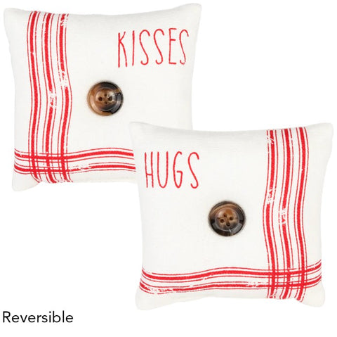 HUGS KISSES MINI PILLOW (REVERSIBLE)