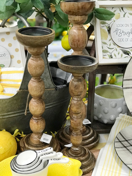 Wood Spindle Candle Holder