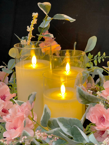 Cream LED Glass Pillar Candles