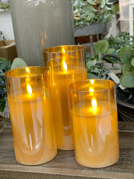 Amber LED Glass Candles