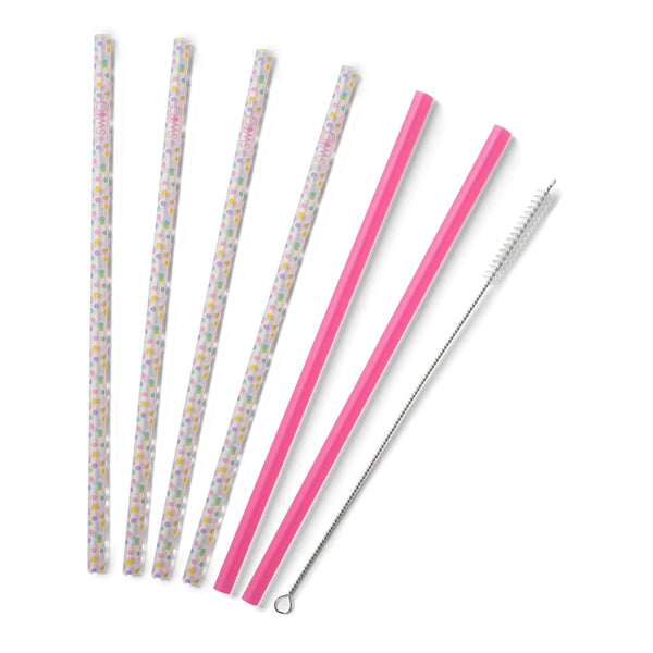 Confetti & Pink Reusable Straw Set